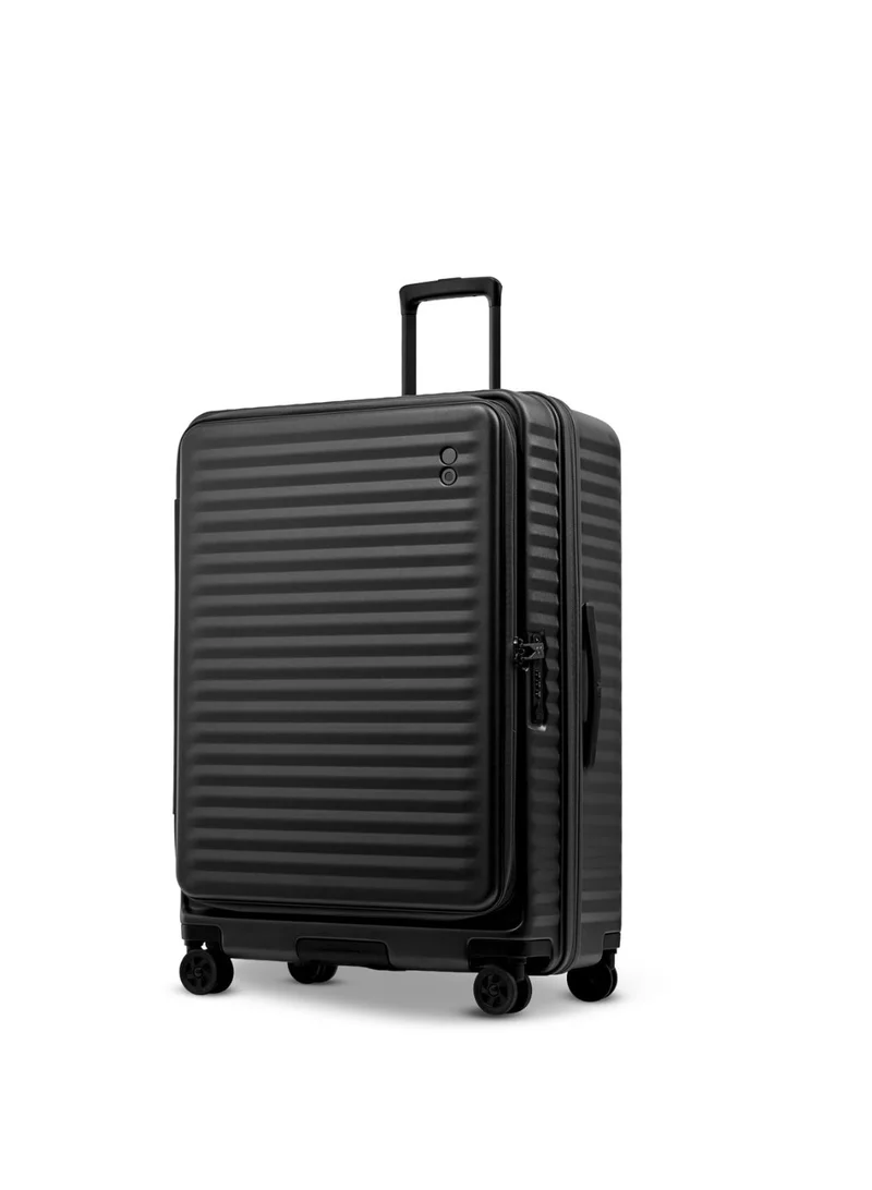 Echolac Echolac Celestra PC183FA-01 FS 30 Inch Expandable Hardside Trolley Luggage with TSA Lock, Front Opening Design, Hinomoto 4 Double-Wheeled System & Premium PC Shell - Black