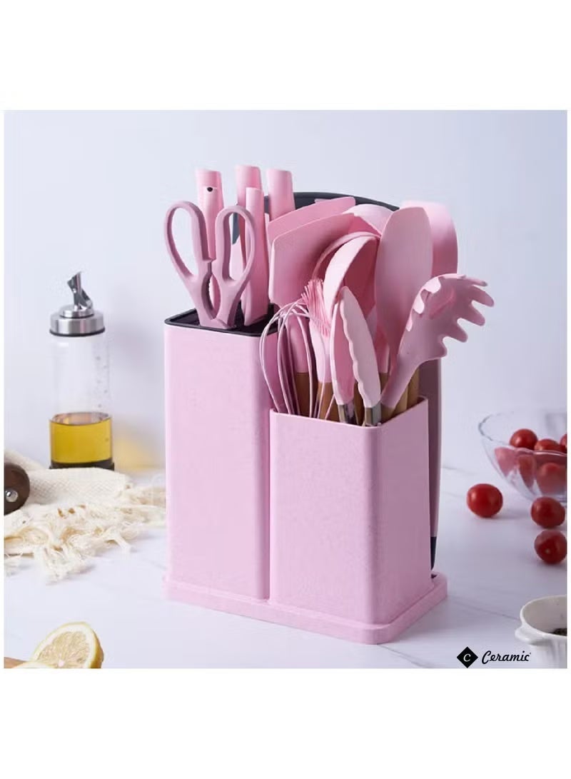 CREAMIC Kitchen Utensils Set of 19 Silicone Cooking Utensils - Image 1