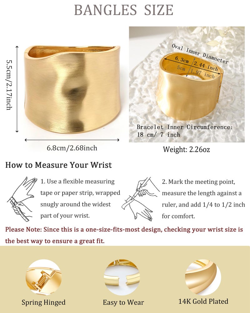 AYWFCBF Bangle Bracelets for Women | Trendy wide Bracelets | Hinged Arm Cuff Bangles 14k Gold Plated Chunky Jewelry for Women - Image 5