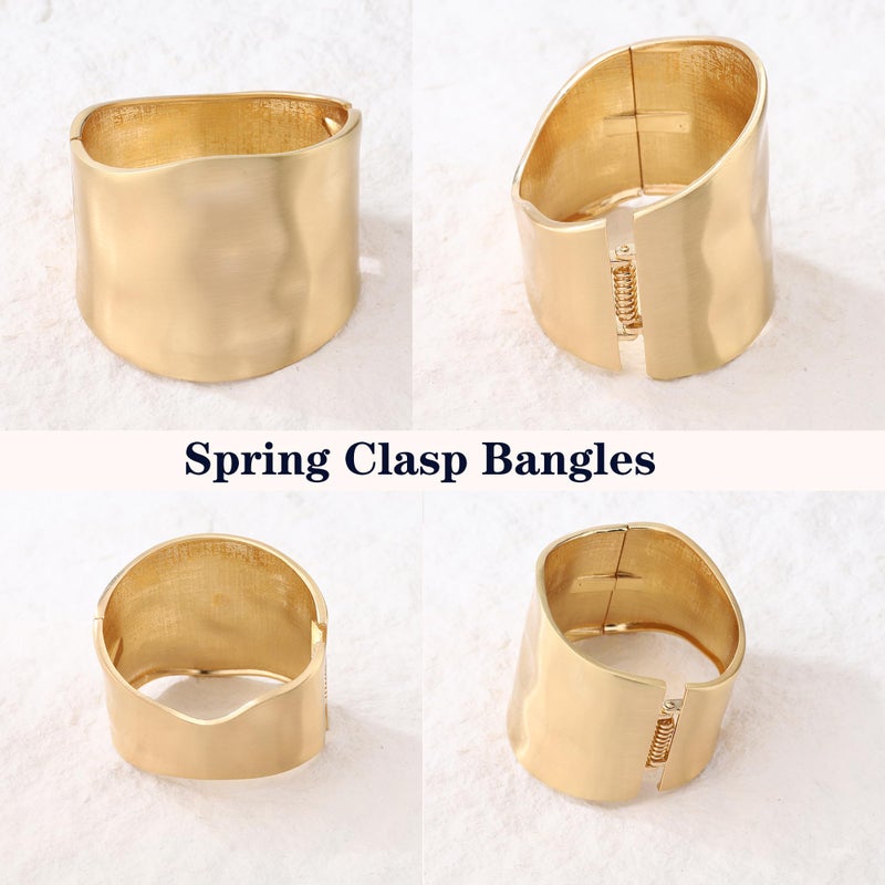 AYWFCBF Bangle Bracelets for Women | Trendy wide Bracelets | Hinged Arm Cuff Bangles 14k Gold Plated Chunky Jewelry for Women - Image 4