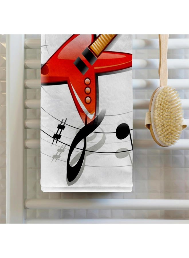 3DROSE 3D Rose Image of Red Guitar with Black Circling Notes Hand Towel, 15" x 22" - Image 2