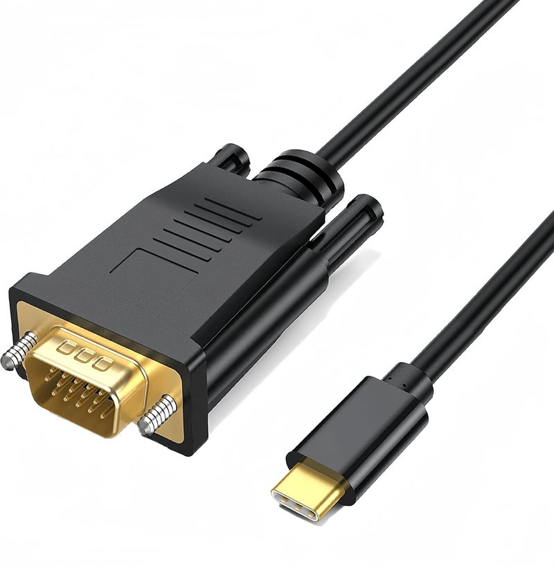 MICROWARE USB Type C 3.1 to VGA Adapter Cable 1080P Type C Male to VGA Male Video Converter Cable for HDTV Projector Laptop Monitor 1/1.8M - Image 1