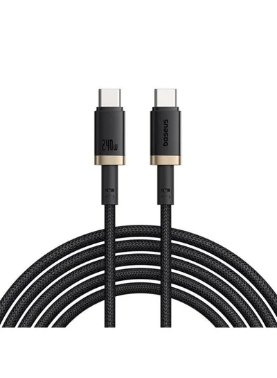صفقة بيسوس Baseus Dura Fast Charging Data Cable USB-C to USB-C 240W 1m Gold Black Black and gold على Noon EG
