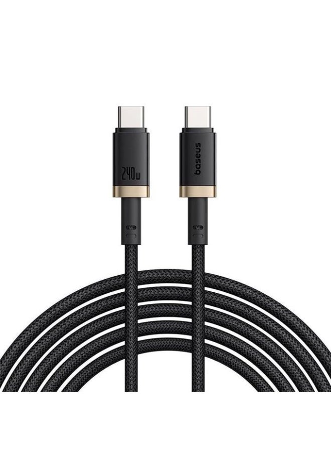 Baseus Dura Fast Charging Data Cable USB-C to USB-C 240W 1m Gold Black Black and gold - Image 1
