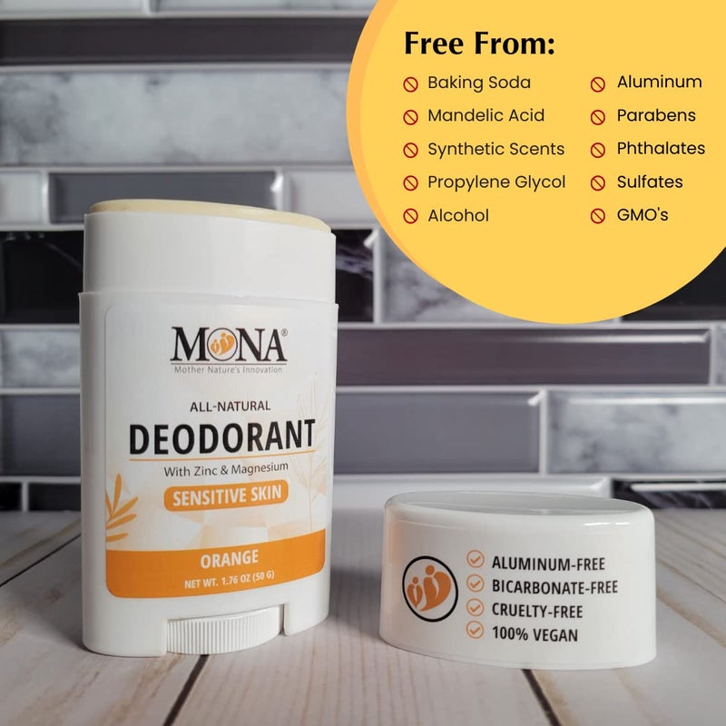 MONA BRANDS All Natural Deodorant For Women & Men | For Sensitive Skin | No Aluminum or Baking Soda | (ORANGE 1.76 Oz) - Image 4