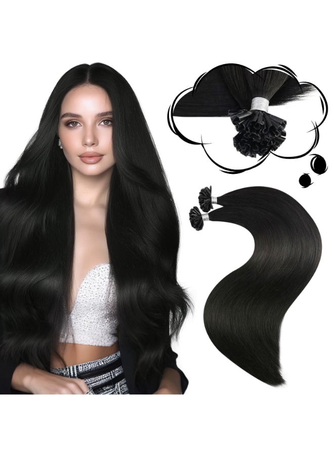 Moresoo U Tip Hair Extensions Human Hair Off Black Ktip Hair Extensions 24 Inch U Tip Keratin Extensions Human Hair for Black Women Add Length 50G50S 24In - Image 2