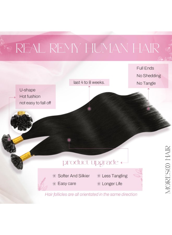 Moresoo U Tip Hair Extensions Human Hair Off Black Ktip Hair Extensions 24 Inch U Tip Keratin Extensions Human Hair for Black Women Add Length 50G50S 24In - Image 4