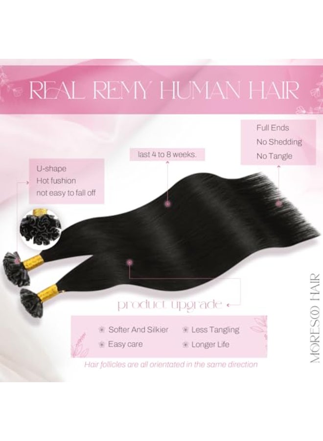 Moresoo U Tip Hair Extensions Human Hair Off Black Ktip Hair Extensions 24 Inch U Tip Keratin Extensions Human Hair for Black Women Add Length 50G50S 24In - Image 3
