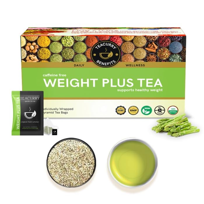 TEACURRY Weight Plus Tea (30 Tea bags) - Helps in Gaining Mass - Men & Women | Green Tea Weight plus and Ayurvedic Tea for Manage weight | 100% Natural Herbal Tea - Image 1