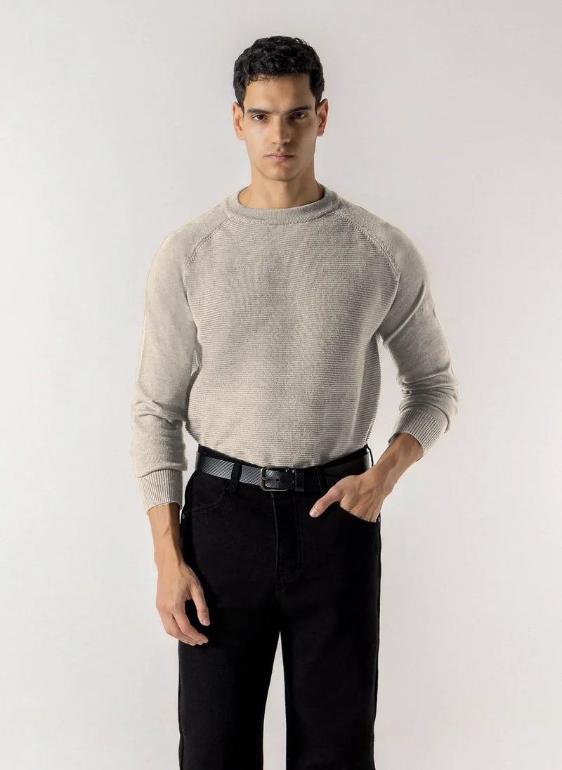 شايبس HORIZONTAL RIBBED CREW NECK SWEATER