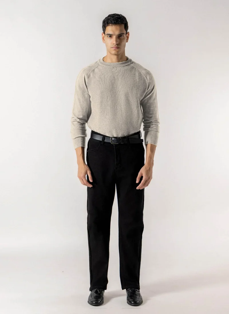 شايبس HORIZONTAL RIBBED CREW NECK SWEATER