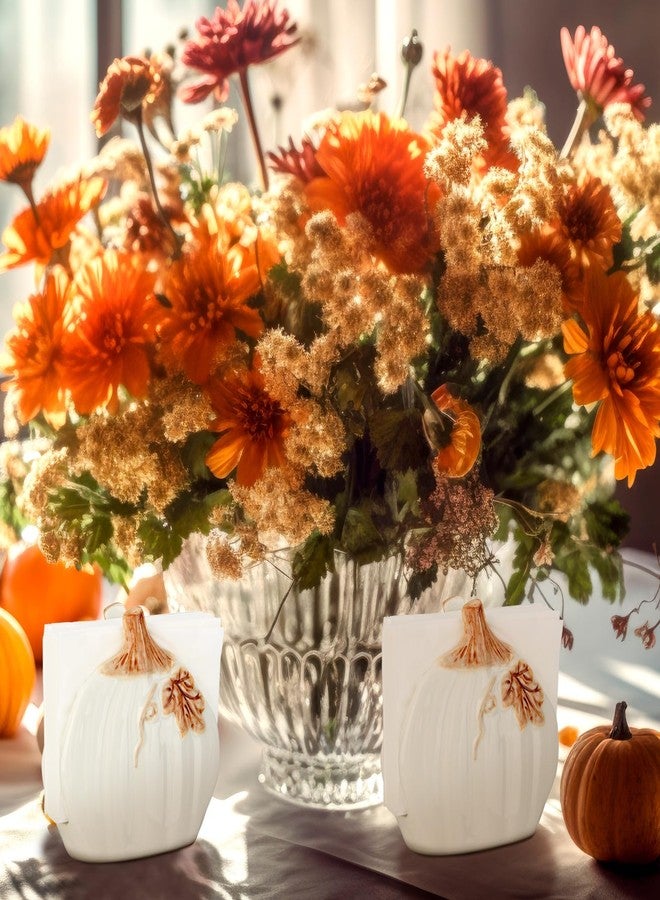 FoldTier 2 Pcs Pumpkin Shaped Ceramic Napkin Holders Halloween Fall Napkin Holders for Tables Napkin Dispenser for Kitchen Pumpkin Napkin Holder for Halloween Fall Thanksgiving Decoration (White) - Image 5