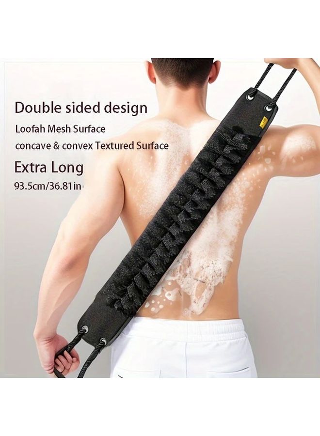 Extra Long Back Scrubber 36 4 Inch Black Deep Cleansing Exfoliating Smoothing Fine Loofah Mesh Textured Surface - Image 1