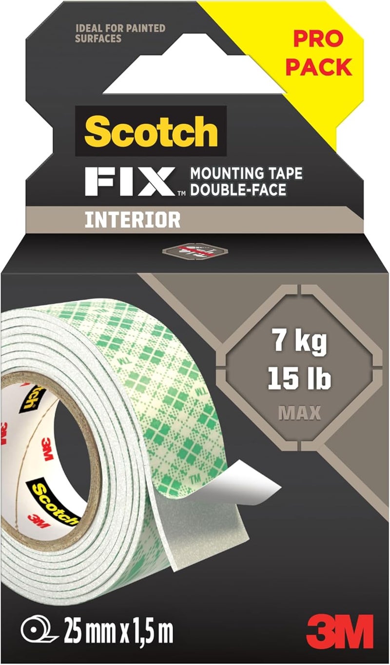 Scotch  Scotch-FIX™ Transparent Double-Sided Mounting Tape, 25mm x 1.5m, 1 Roll/Pack - Image 1