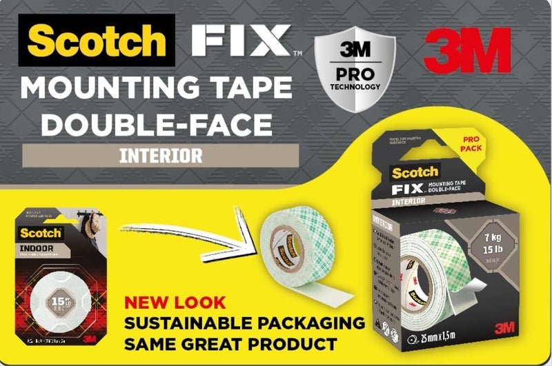 Scotch  Scotch-FIX™ Transparent Double-Sided Mounting Tape, 25mm x 1.5m, 1 Roll/Pack - Image 5