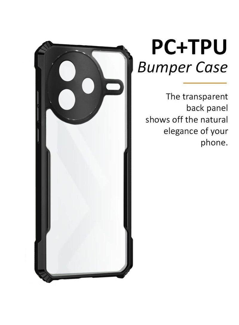 Wtech Xiaomi Redmi K80 5G 2024 / Xiaomi Poco F7 Pro 5G 2025 Hybrid TPU Silicone with Raised Armour Bumpers Slim Case Cover (MCAPSA) - Clear/Black - Image 2