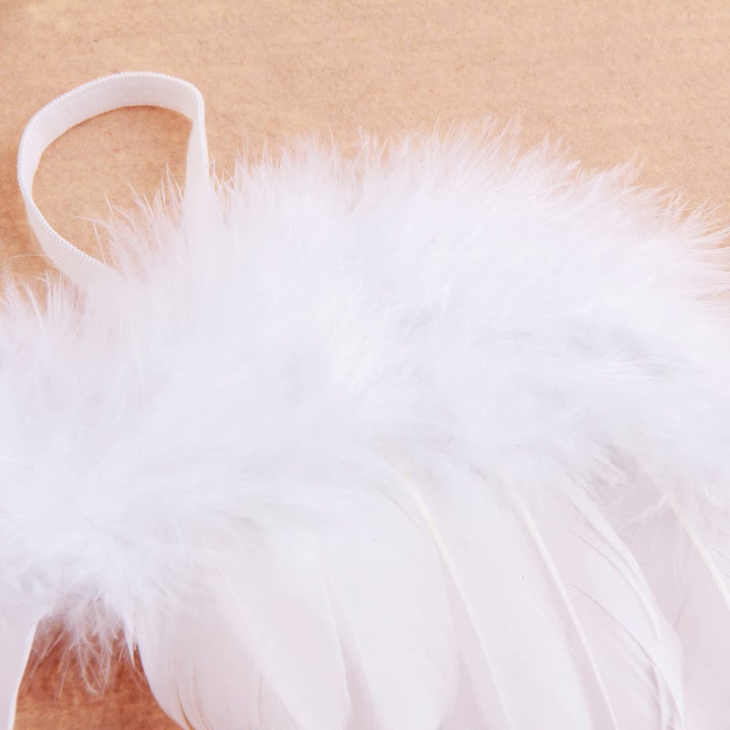Nishine 2 PACK White Newborn Fuzzy Feather Angel Wings + Headband Set for Baby Cosplay Girls Costume Photography (Angel Ring) - Image 5