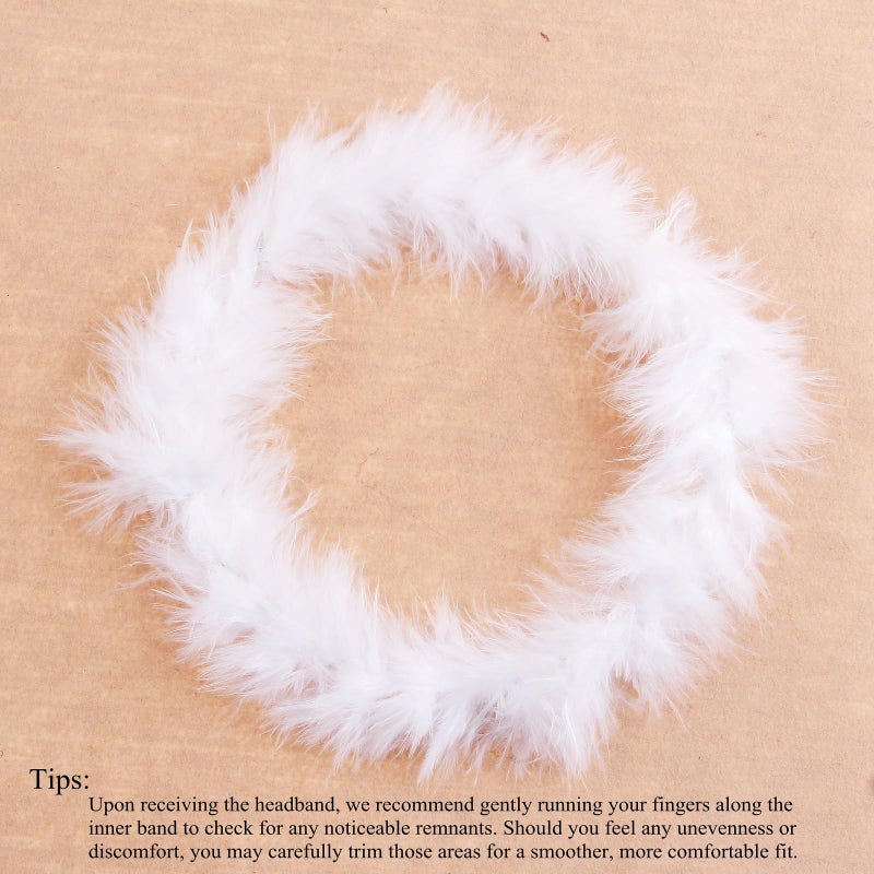 Nishine 2 PACK White Newborn Fuzzy Feather Angel Wings + Headband Set for Baby Cosplay Girls Costume Photography (Angel Ring) - Image 3