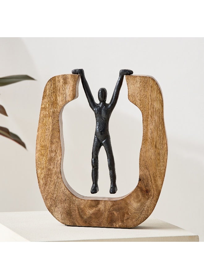 Home Box Odin Aluminium Hanging Sculpture on Wooden Base 23 x 4.5 x 27.5 cm - Image 3
