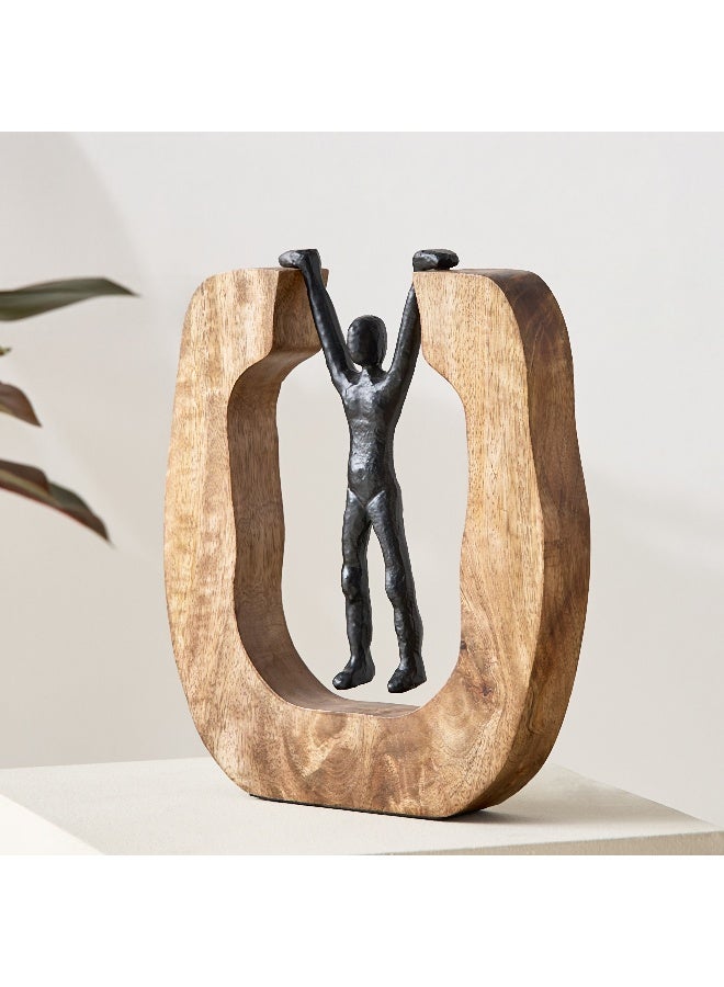 Home Box Odin Aluminium Hanging Sculpture on Wooden Base 23 x 4.5 x 27.5 cm - Image 2