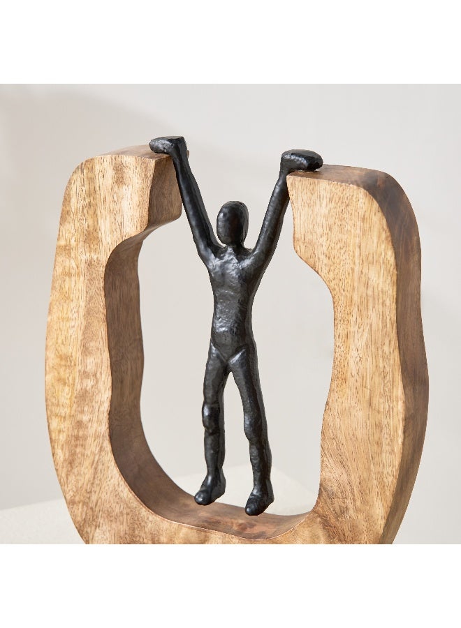 Home Box Odin Aluminium Hanging Sculpture on Wooden Base 23 x 4.5 x 27.5 cm - Image 4