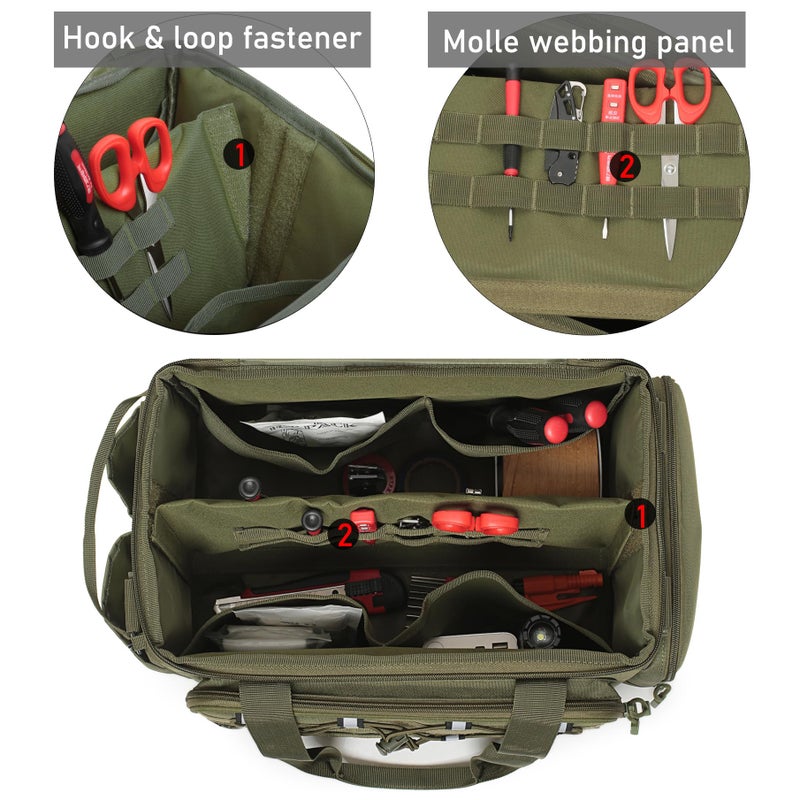 Lemubeane 15-Inch Tool Bag Multi-purpose Tool Organizer Bag For Men with Shoulder Strap, Tactical Range Bag Work Tote for Repairman, Carpenters, Handymen (Army Green) - Image 3
