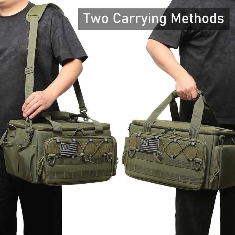 Lemubeane 15-Inch Tool Bag Multi-purpose Tool Organizer Bag For Men with Shoulder Strap, Tactical Range Bag Work Tote for Repairman, Carpenters, Handymen (Army Green) - Image 5
