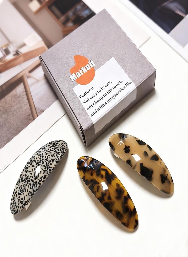 Markuii Hair Barrette for Women Large Vintage Acetate Oval Tortoise Not Easy to Break French Hair Clips for Thick Hair, 3 Pack - Image 5