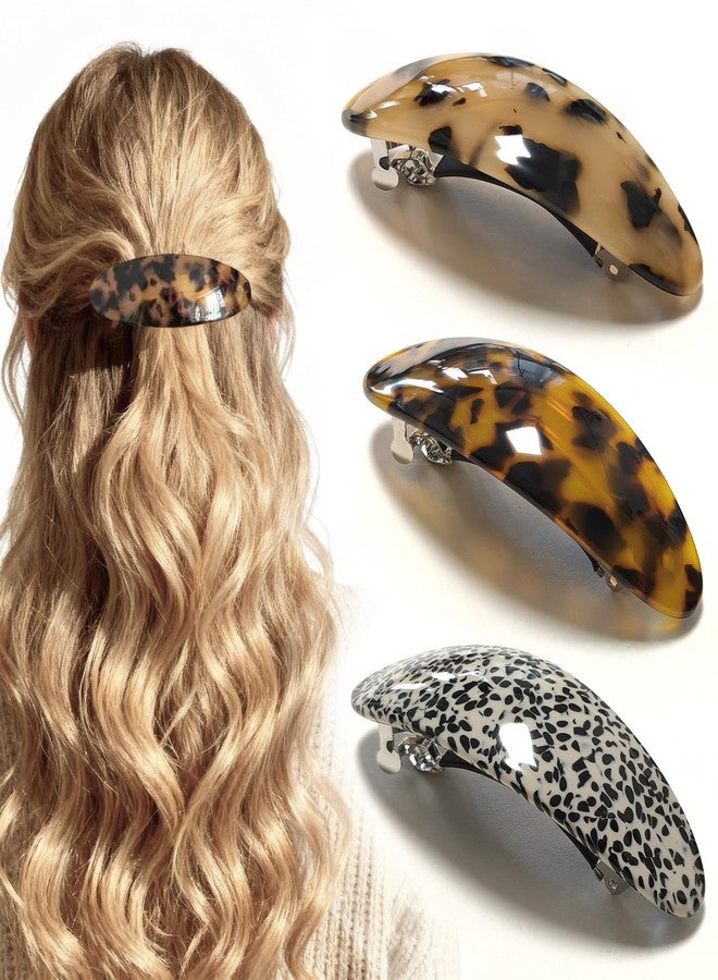 Markuii Hair Barrette for Women Large Vintage Acetate Oval Tortoise Not Easy to Break French Hair Clips for Thick Hair, 3 Pack - Image 1
