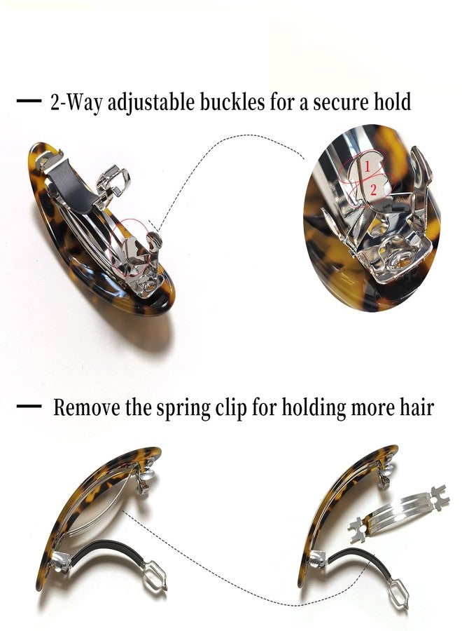 Markuii Hair Barrette for Women Large Vintage Acetate Oval Tortoise Not Easy to Break French Hair Clips for Thick Hair, 3 Pack - Image 3