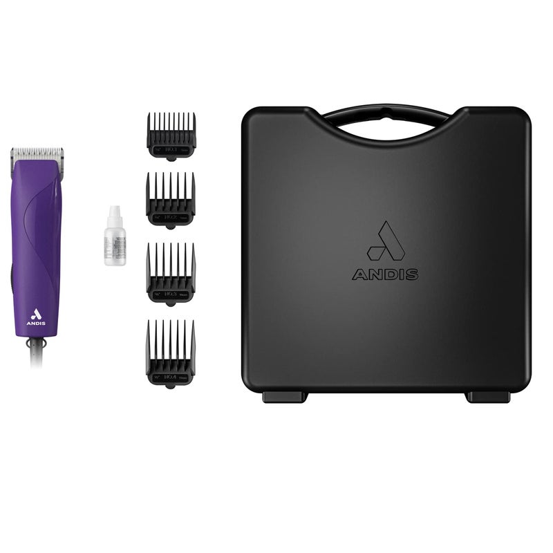 Andis 24820 EasyClip Professional-Animal 7-Piece Detachable Ceramic Blade Clipper Kit, Frustration Free Packaging, Corded Electric, Purple - Image 2