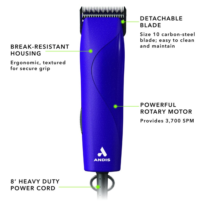 Andis 24820 EasyClip Professional-Animal 7-Piece Detachable Ceramic Blade Clipper Kit, Frustration Free Packaging, Corded Electric, Purple - Image 5