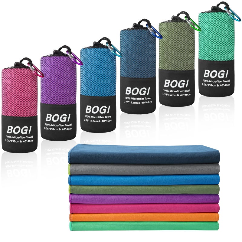 BOGI Microfiber Travel Sports TowelQuick Dry Travel TowelSoft Lightweight Absorbent Compact for Camping Gym Beach Bath Yoga Swimming Backpacking L60x3016x16AGreen