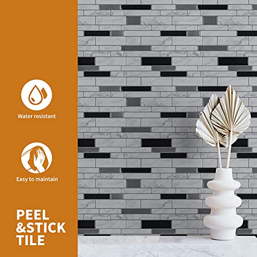 WOWSTAR 10-Sheet Peel and Stick Backsplash Tile for Kitchen Wall, Back Splash Stick On Tiles for Kitchen （12"x12", White Marble） - Image 4