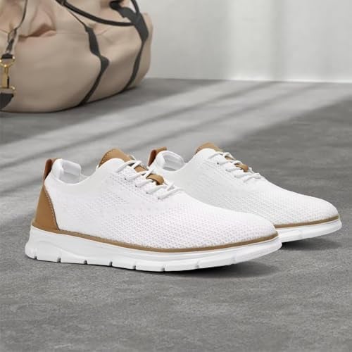 Luogoks Mens Mesh Sneakers Oxfords Lace-Up Lightweight Casual Walking Shoes Fashion Sneakers Shoes - Image 3