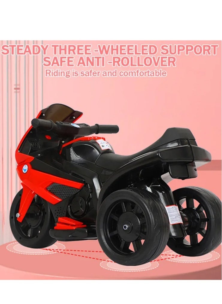 RUIYADA - Kids Sports Motorcycle 6V Ride on Motorcycle with Hand Racing Foot Brake Light Wheel Kids Ride on Toys Children Electric Bike Red - Image 1