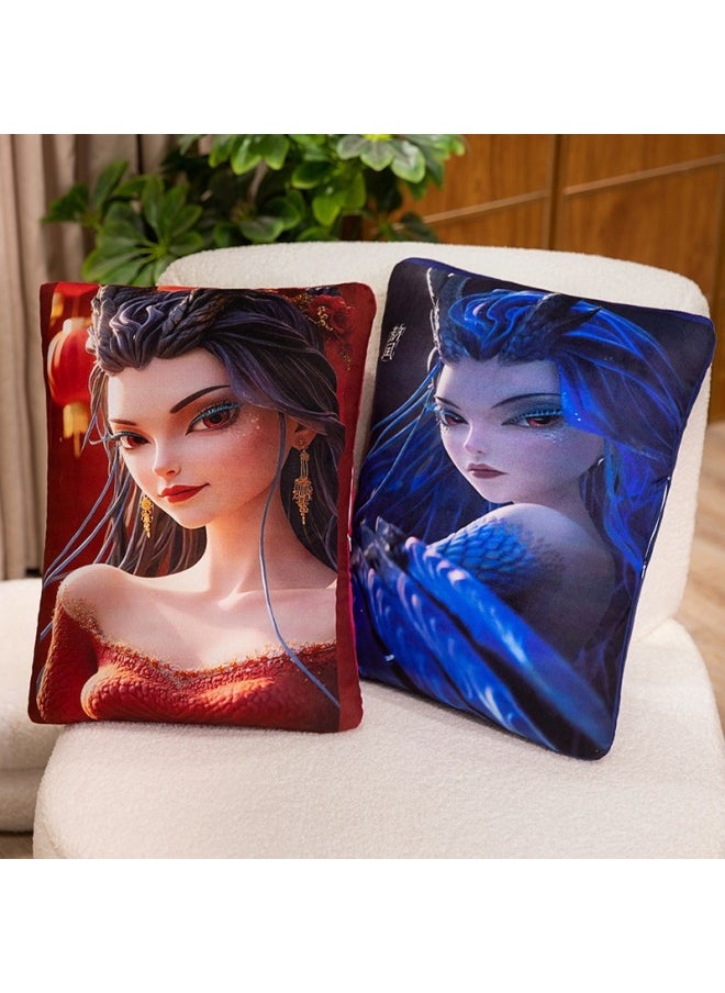 Ne Zha 2 Pillow Ao Bing Magic Child Sea Dragon King Ao Guang Ao Leap Living Room Sofa Pillow Bedroom Bedside Cushion-Color:Liangguang Pillow-square 38cm-Height:-cm  - Image 4