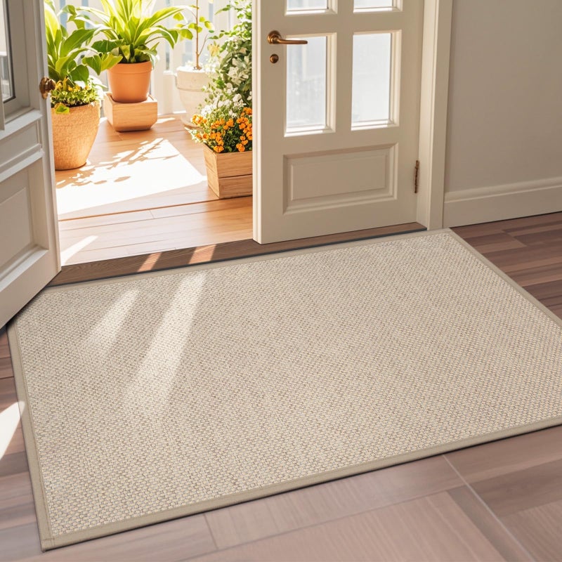 LEKEEPGO Door Mat 36"x59", Non Slip Door Mat Indoor Entrance, Rubber Backing Front Indoor Door mats Washable Absorbent Low-Profile Doomat Large Entryway Entry Resist Dirt Inside Door Mats, Khaki - Image 1