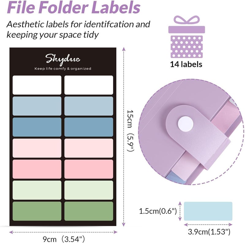 Skydue File Folder with Labels, Accordion File Organizer with 8 Pockets, Portable Document Organizer, A4 Letter Size, Paper Organizer for Office, Purple - Image 4