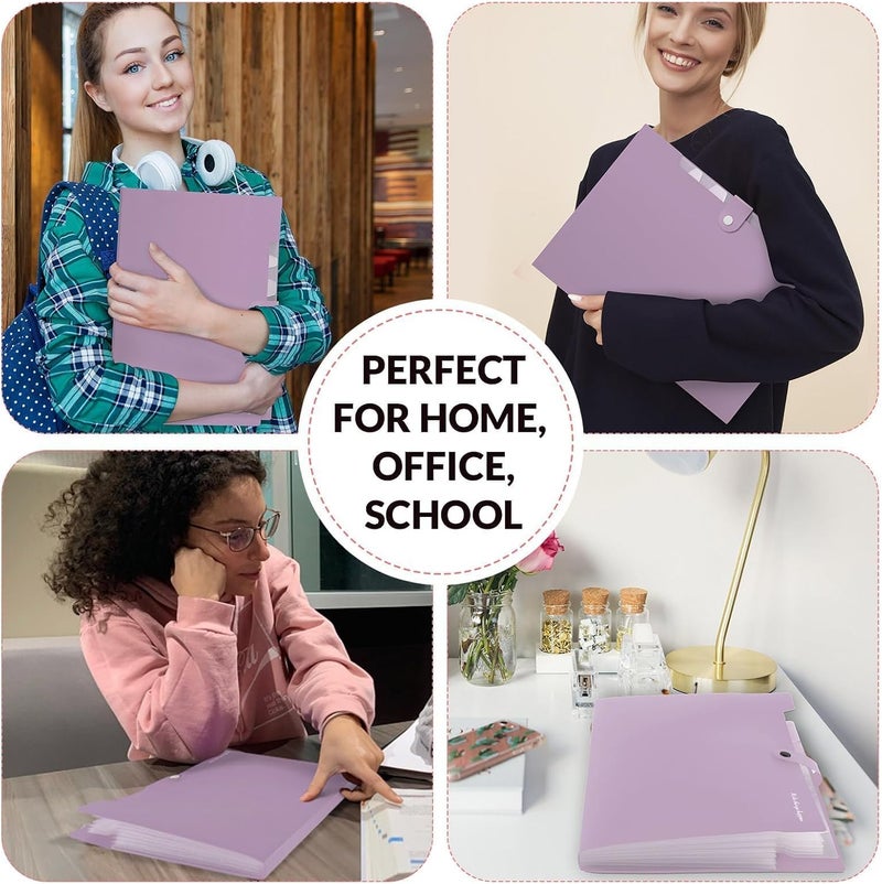 Skydue File Folder with Labels, Accordion File Organizer with 8 Pockets, Portable Document Organizer, A4 Letter Size, Paper Organizer for Office, Purple - Image 5