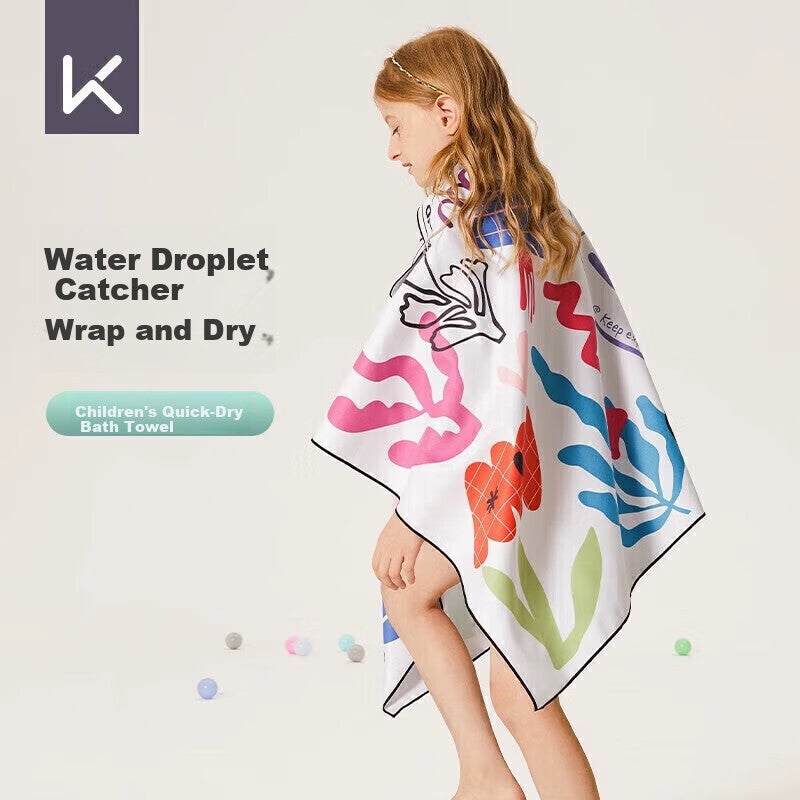 JD Jing Zao Keep Children's Swimming Towel, Hot Spring Quick-Drying Cape, Absorbent And Fast-Drying, Portable for Summer, Suitable for Boys And Girls - Image 1