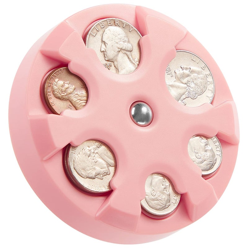 JOYTUTUS Coin Holder, Portable Coin Change Organizer, Universal Coin Storage Coin Holder for Car, Wallets, Pockets (Pink) - Image 1