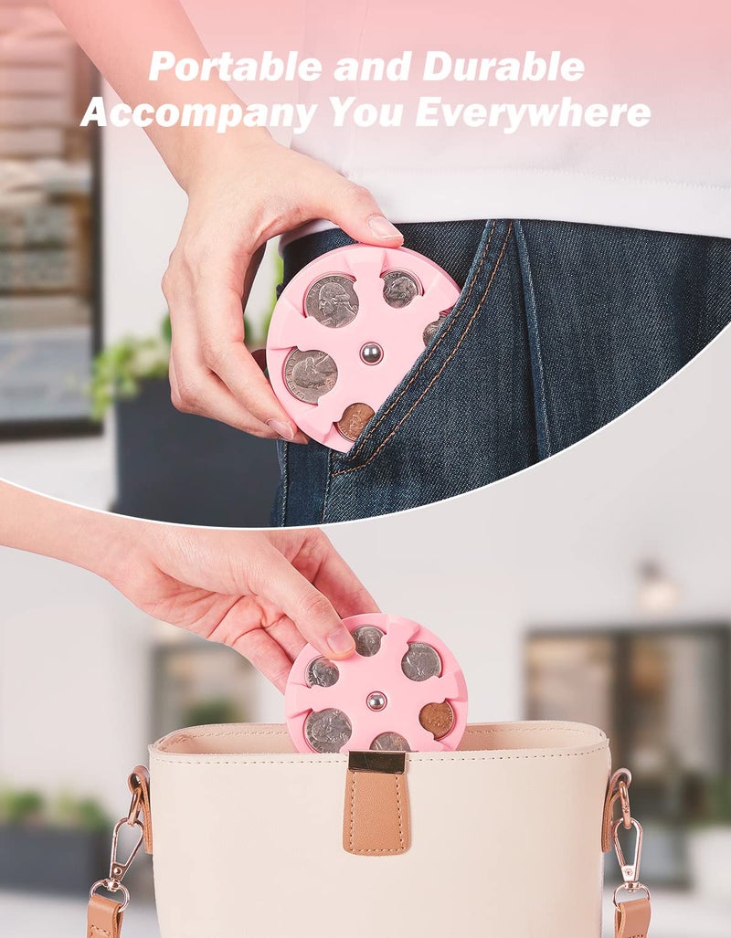 JOYTUTUS Coin Holder, Portable Coin Change Organizer, Universal Coin Storage Coin Holder for Car, Wallets, Pockets (Pink) - Image 5