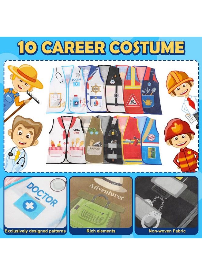 Geyoga 10 Pcs Kids Community Helper Dress Up Vest Career Cosplay Cloth Toddlers Occupation Pretend Play Costume (3-5 Years) - Image 5