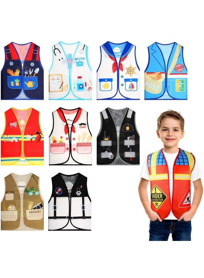 Geyoga 10 Pcs Kids Community Helper Dress Up Vest Career Cosplay Cloth Toddlers Occupation Pretend Play Costume (3-5 Years) - Image 1