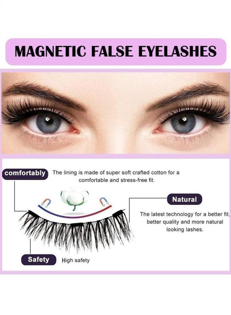 1 Pairs Magnetic Eyelashes, Reusable False Eyelashes, Natural Look Cat Eye Magnetic Lashes with Applicator, No Glue Needed, Fake Eyelashes Kit, Easy to Wear and Remove - Image 3