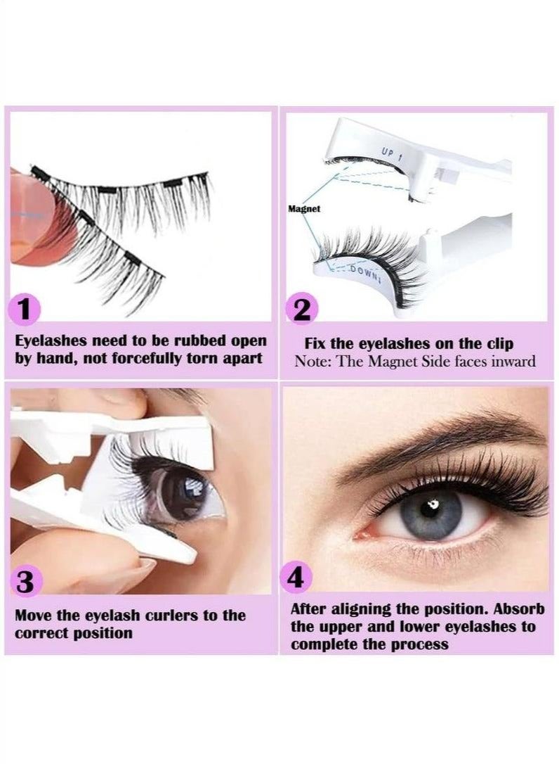1 Pairs Magnetic Eyelashes, Reusable False Eyelashes, Natural Look Cat Eye Magnetic Lashes with Applicator, No Glue Needed, Fake Eyelashes Kit, Easy to Wear and Remove - Image 4
