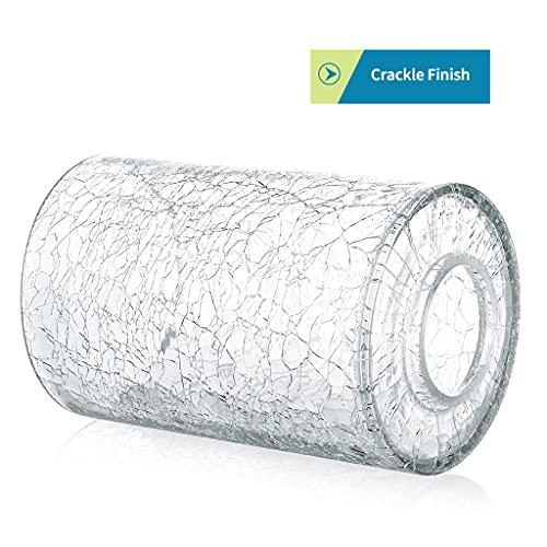 Skelang Crackle Lip-less Glass Lamp Shade, Cylindrical Light Cover with Fitter Opening, Replacement for Chandelier, Pendant, Bathroom Vanity Light, 3 Pcs - Image 3
