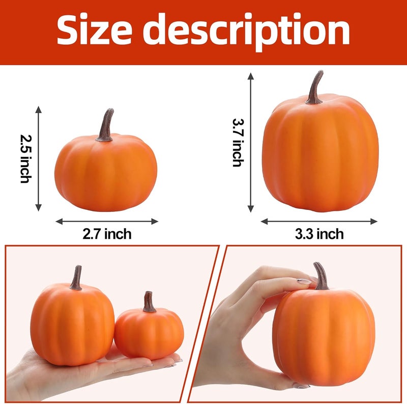 Artgar Orange Artificial Pumpkins, Harvest Decor Foam Pumpkin 8 PCS Set for Halloween Thanksgiving Fall Decorations, Realistic Faux Pumpkins for Festive Home Decor - Image 2