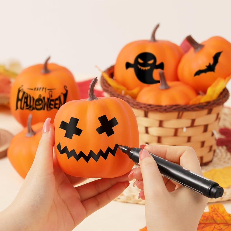 Artgar Orange Artificial Pumpkins, Harvest Decor Foam Pumpkin 8 PCS Set for Halloween Thanksgiving Fall Decorations, Realistic Faux Pumpkins for Festive Home Decor - Image 4